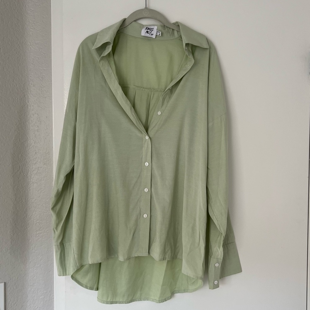 Princess Polly green longsleeve oversized button down